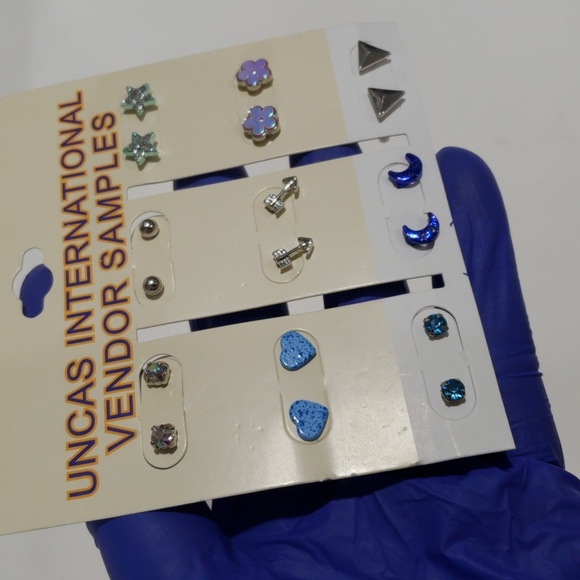 UNCAS International Set of 9 Stud Colorful Earrings - Trendy & Stylish Jewelry - Picture 11 of 11